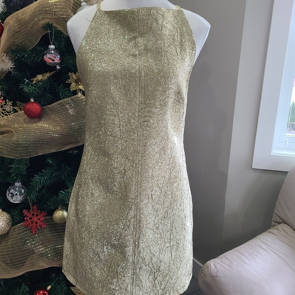 BRAND NEW ZARA SHINY GOLD DRESS SIZE SMALL - Picture 2 of 8